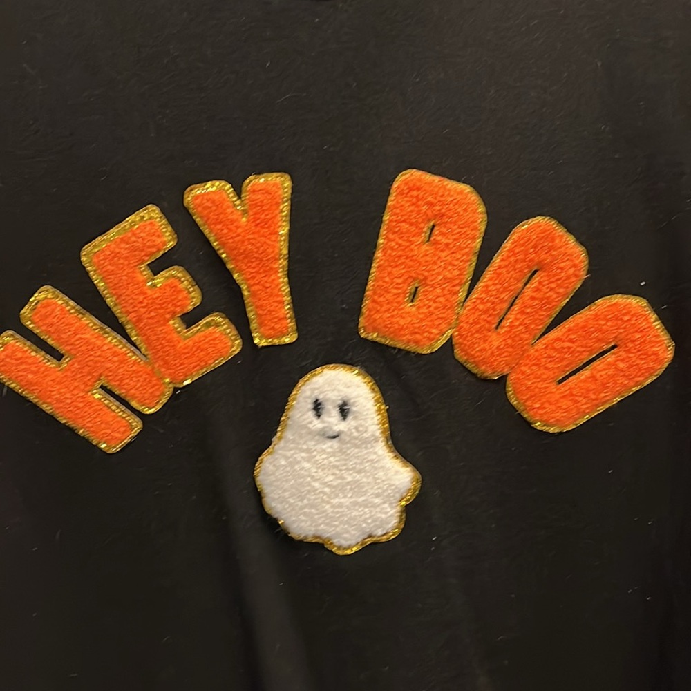 Hey boo ghost patch effect long sleeve top pullover with pockets! - Picture 4 of 8